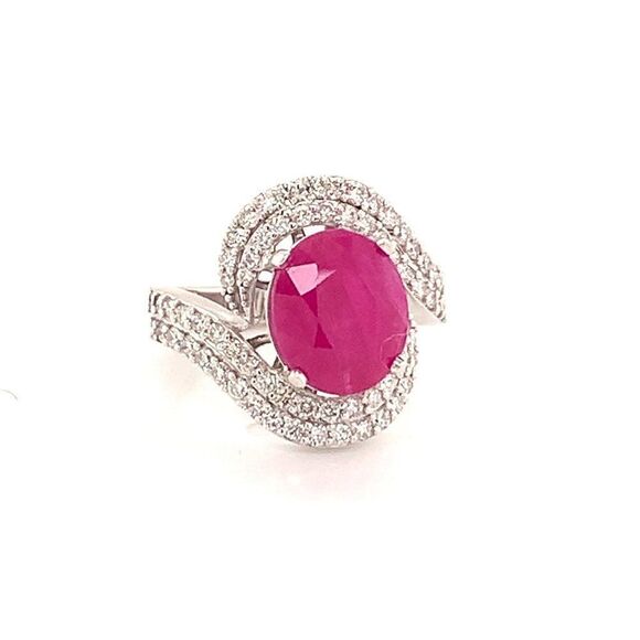 Natural Ruby Diamond Ring 14k Gold 6.32 TCW Size 6.5 GIA Certified $6,975 111872 - Picture 5 of 12